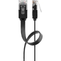 Câble RJ45 Cat6 15m non Blindé plat Noir GOOBAY