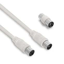 Câble TV coaxial 9,52 mm mâle/fem.+adaptateur mâle/mâle 2 m - Metronic 338004
