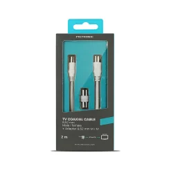 Câble TV coaxial 9,52 mm mâle/fem.+adaptateur mâle/mâle 2 m - Metronic 338004