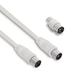 Câble TV coaxial 9,52 mm mâle/fem.+adaptateur mâle/mâle 5 m - Metronic 338007