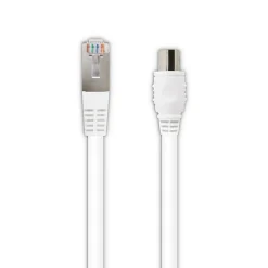 Câble TV coaxial 9,52 mm mâle/RJ45 mâle 5 m - blanc