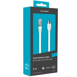 Câble TV coaxial 9,52 mm mâle/RJ45 mâle 5 m - blanc