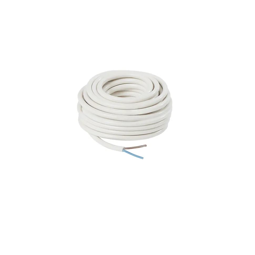Câble 2X1,5 mm² H05VVF blanc couronne 10m