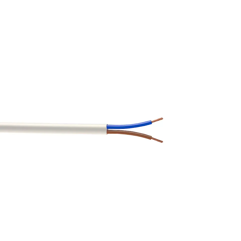 Câble 2X1,5 mm² H05VVF blanc couronne 10m