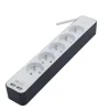 CHACON Bloc multiprise 5 prises 16 A avec 2 ports USB et cable 1,5 m HO5VV-F 3x1,5 mm2 blanc et gris