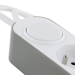 CHACON Bloc multiprise 5 prises 16 A avec 2 ports USB et cable 1,5 m HO5VV-F 3x1,5 mm2 blanc et gris