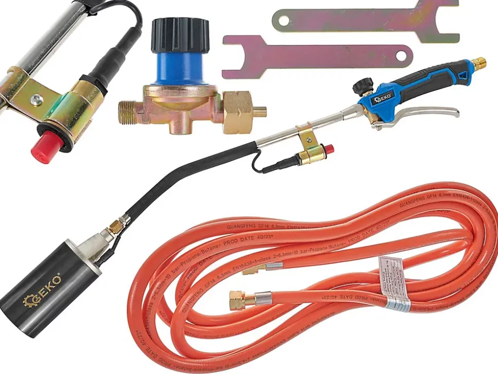 Chalumeau gaz Charpentier 60mm PROFI - 70 cm Tuyau 5 m Réducteur Inclus