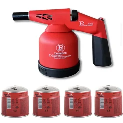 Chalumeau gaz 1.7kW Allumage piezo + 4 Cartouches gaz PROWELTEK