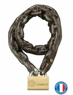 Chaîne acier cémenté zingué à clé Loops, moto, barrières, diamètre 8mm, 0.9m, gaine PVC, cadenas, 3 clés - THIRARD