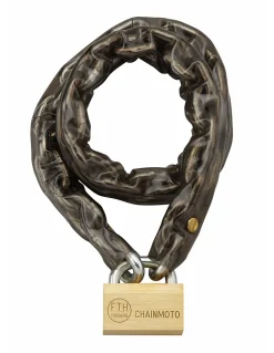 Chaîne acier cémenté zingué à clé Loops, moto, barrières, diamètre 8mm, 0.9m, gaine PVC, cadenas, 3 clés - THIRARD