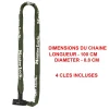 Chaîne antivol en acier avec revêtement nylon 1 m x Ø 8 mm Master Lock - Serrure à clé (4 clés)