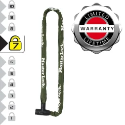 Chaîne antivol en acier avec revêtement nylon 1 m x Ø 8 mm Master Lock - Serrure à clé (4 clés)
