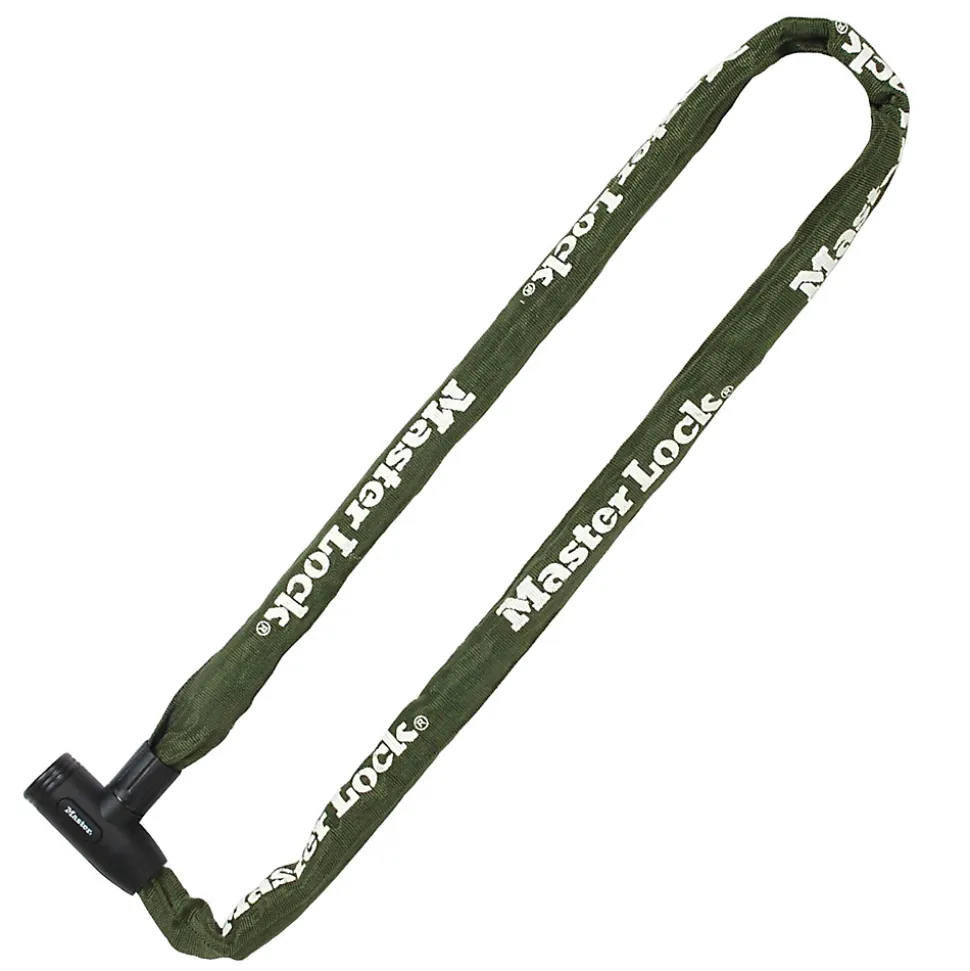 Chaîne antivol en acier avec revêtement nylon 1 m x Ø 8 mm Master Lock - Serrure à clé (4 clés)