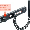 Chaîne de sécurité pour porte étroite, butée de porte à ressort, antivol, avec vis, acier inoxydable, finition noir mat