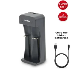 Chargeur rapide à 2 canaux pour batteries lithium-ion