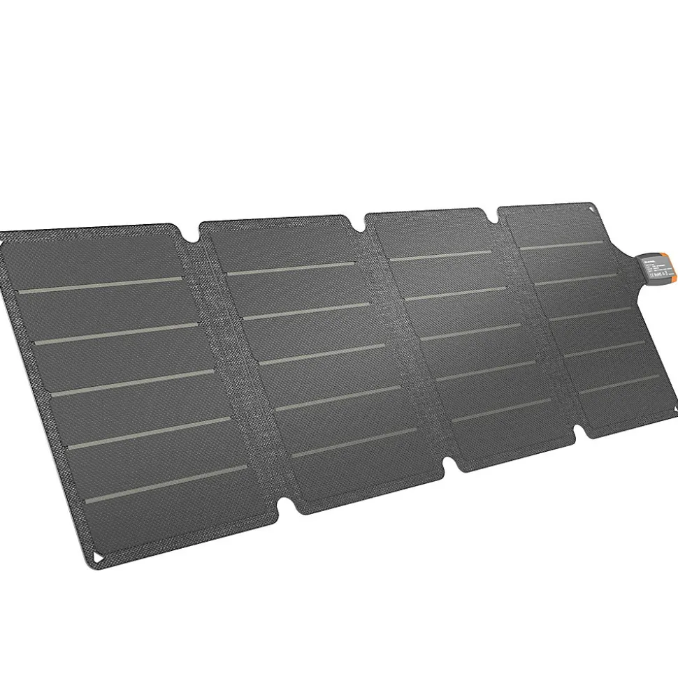 Chargeur solaire portable 36W ports type-C et USB-a norme IP67 RoHS CE-RMC gris
