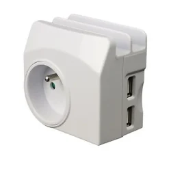Chargeur universel 2 USB 1 prise 2 ports + Terre 16A Enexo