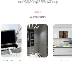 Charnière en cuivre , Mini charnière pliante, charnière pour tiroir, armoire, porte, or