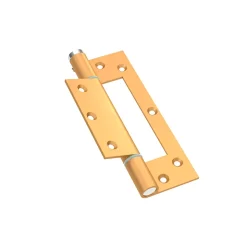 Charnière simple action à ressort, 150X40 mm, en aluminium anodisée or posée totalement en applique