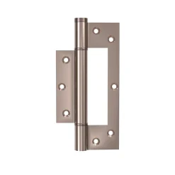 Charnière simple action à ressort, 150X40 mm, en acier inox 304 satinée posée totalement en applique