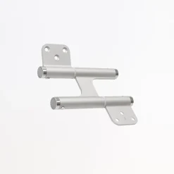 Charnière va et vient à ressort, 120X35 mm, mouvement 180 degrés, en aluminum anodisée argent, posée totalement en applique,