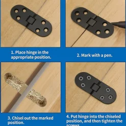 Charnières de porte plates, charnières de porte pliantes, charnières de porte pliantes en alliage pour machine à coudre, 4 pièces