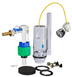 Chasse d'eau + robinet flotteur Flomasta SE 3/8 - 2", Bouton poussoir + câble + remplissage différé