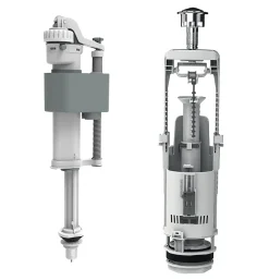 Chasse d'eau + robinet flotteur bas Flomasta, double bouton poussoir + étrier