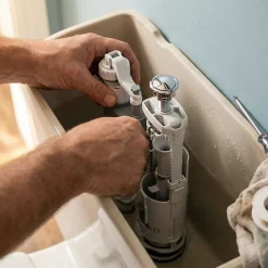 Chasse d'eau + robinet flotteur bas Flomasta, double bouton poussoir + étrier