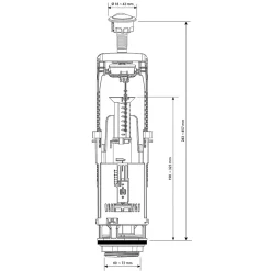 Chasse d'eau Flomasta 2", double bouton poussoir + étrier