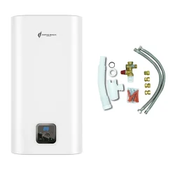 Chauffe Eau Electrique Plat Mural Multipositions Kimoro Sannover 30 Litres + Kit d'Installation Complet NF