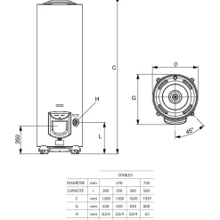Chauffe-eau - ARISTON - Sageo Xpert - Vertical sur socle - Stéatite - 250L - 3000W