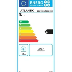 Chauffe-eau blindé Chaufféo horizontal mural - Atlantic - 200L - Mono - Classe énergétique sanitaire : C