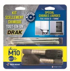 Cheville chimique de scellement M10 spéciale charge lourde Red head, 4 pièces