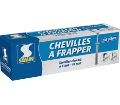 Cheville Clous Vis à Frapper Semin, 6 x 40 mm, Boite de 200