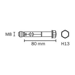 Cheville Diall métal traversant 8x80mm
