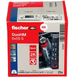 Cheville DuoHM métallique pour corps creux 6x55 avec vis fraisée Torx Fisher