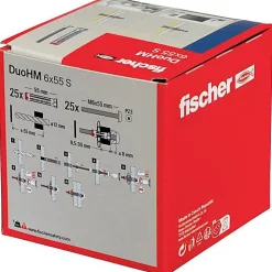 Cheville DuoHM métallique pour corps creux 6x55 avec vis fraisée Torx Fisher