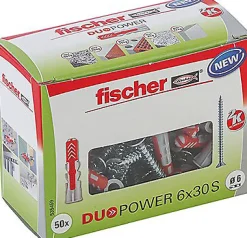 Cheville Duopower + vis big pack 6X30, 50 pièces