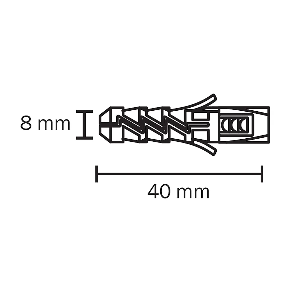 Cheville pour murs pleins vendue par 20 Diall en nylon Ø.8 x L.40 mm