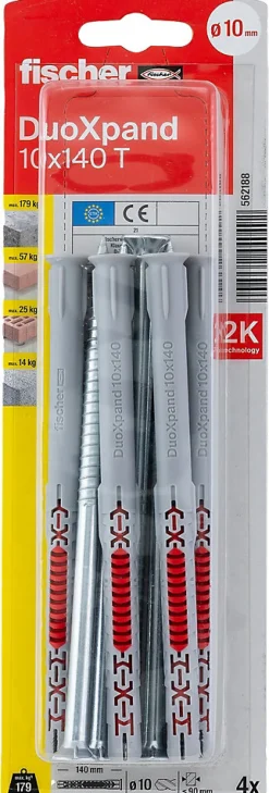 Cheville rallongée Fischer DuoXpand 10 x 140 mm, 4 pièces