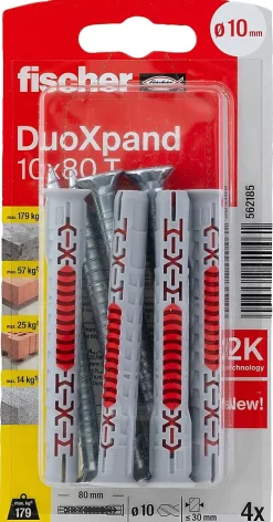 Cheville rallongée Fischer DuoXpand 10 x 80 mm, 4 pièces