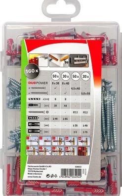 Chevilles Fischer profibox Duopower 160 pièces avec vis