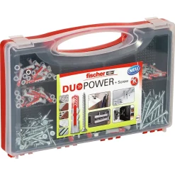 Chevilles multimateriaux Duopower + vis assortiment, 140 pièces