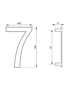 Chiffre 7 à visser, inox, H.100mm - THIRARD
