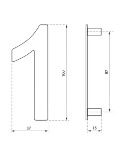 Chiffre 1 à visser, inox, H.100mm - THIRARD