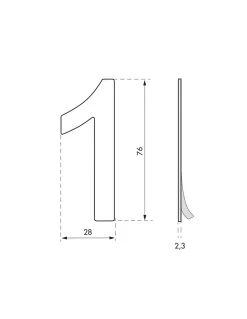 Chiffre 1 adhésif, inox, H.76mm - THIRARD