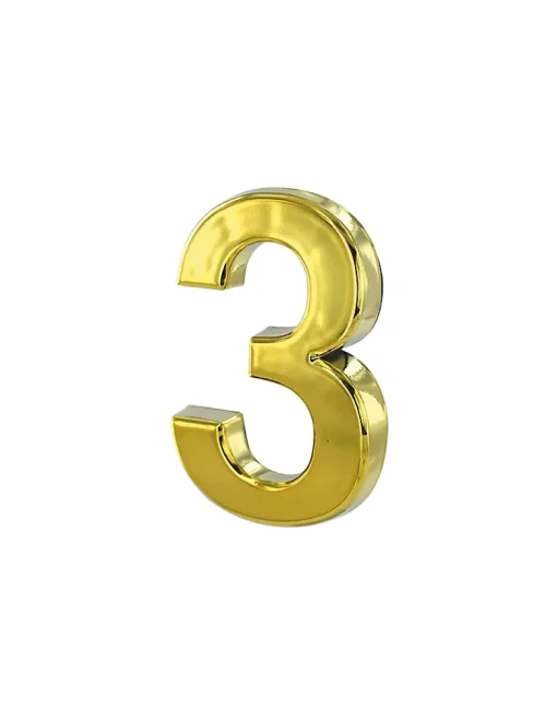 Chiffre 3 doré adhésif, ABS, H.50mm - THIRARD