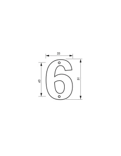 Chiffre 6, laiton, à visser, H.51mm, doré - THIRARD