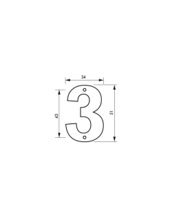 Chiffre 3, laiton, à visser, H.51mm, doré - THIRARD
